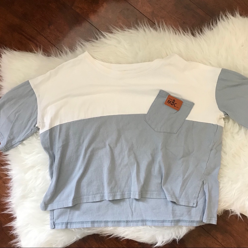 Fashion MBC Boxy Blue and White Tee